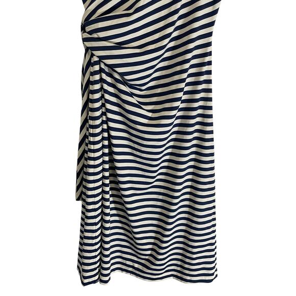 J.Mclaughlin Short Sleeve Leonora Striped Midi Dress White Navy Womens Sz Large - Picture 7 of 10